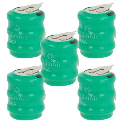 Immagine di vhbw 5x NiMH Batteria a bottone di ricambio 2 pin tipo 3/V80H 80mAh 3,6V compatibile con batterie modellismo, luci solari ecc.