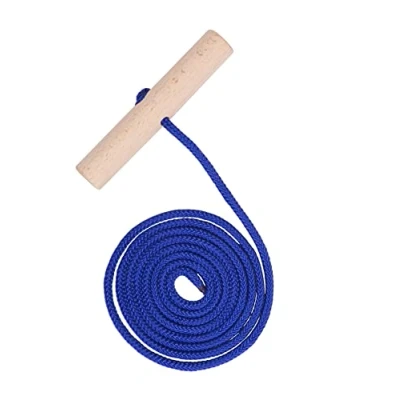 Immagine di Spetebo COLINT Corda da traino con manico in legno, 160 cm, colore blu, per slittino e bob, Davos, slitta pattini curvi o pieghevole bob bambini