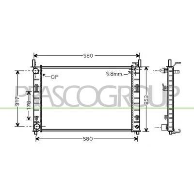 Immagine di PRASCO FD340R003 Radiatore motore Alluminio 500 348 18 con giunti rapidi Alette di raffreddamento saldate FORD: FIESTA 5, Fusion Station Wagon