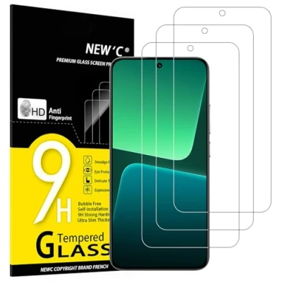 Immagine di NEW&#039;C 3 Pezzi, Vetro Temperato per Xiaomi 13, NON compatibile 13T, Pellicola Prottetiva Anti Graffio, Impronte, Senza Bolle, Durezza 9H, Ultra Resistente