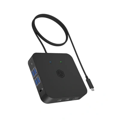 Immagine di ICY BOX Stazione di Docking Station USB C (12 in 1) per 3 monitor (3x HDMI), 4K 60Hz, HUB 3.2 con 6 porte (fino a 10 Gbit/s), 85W PD, Ethernet Gigabit, IB DK4090
