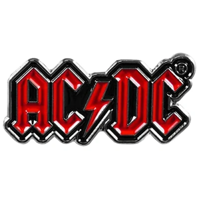 Immagine di Spilla smaltata AC/DC (Logo Design) 1,5 cm x 3 cm, Misura unica, Smalto, metallo, argento, Senza pietre preziose