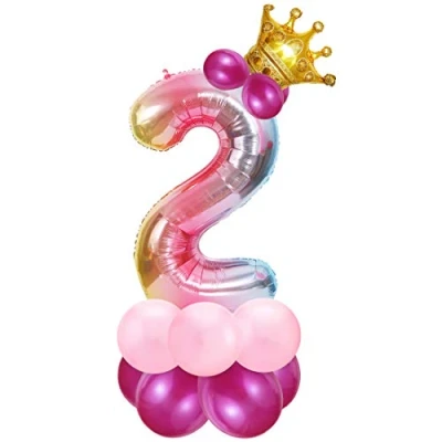 Immagine di Foil Palloncini Numeri 2 Rosa, Compleanno Anno, Palloncino Numero 2, Secondo Bambina, Feste Decorazione di