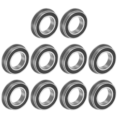 Immagine di uxcell Cuscinetti a sfera flangiati F6801 2RS 12 x 21 5 mm, in acciaio cromato, doppia tenuta, 10 pezzi