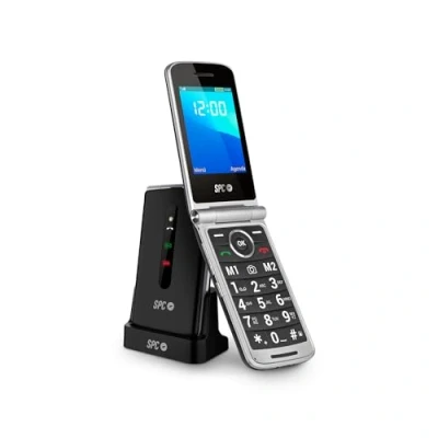 Immagine di SPC Prince 4G Cellulare flip per anziani, con tasti grandi e facili da usare, tasto SOS, configurazione remota, base di ricarica, USB C 2 memorie dirette Nero
