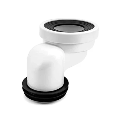 Immagine di QWORK® Tubo di collegamento WC sfalsato da 100 mm Raccordo in plastica bianco