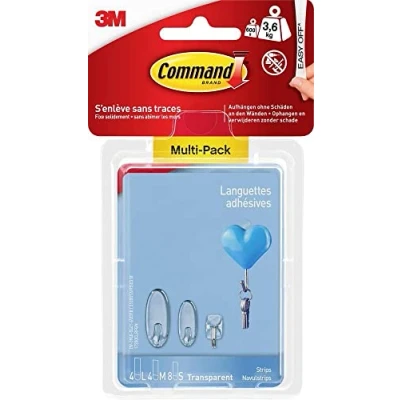 Immagine di 3M Strisce Command™, confezione multipla Trasparente Contenuto: 16 Parti