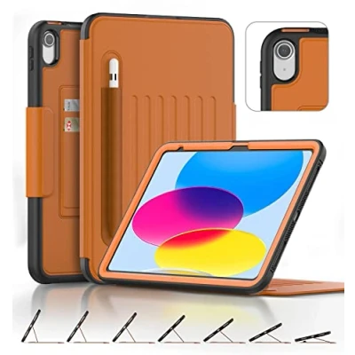 Immagine di DAORANGE Cover per iPad 10a Generazione, Custodia 10.9 2022, in PU Pelle a Protezione Completa con 7 Angoli Regolabili Magnetico, Tasca Pencil, Auto Svegliati/Sonno (Marrone)