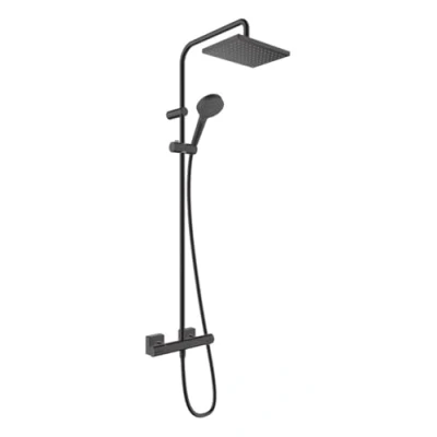 Immagine di hansgrohe Vernis Shape Showerpipe 230 1 tipo di getto EcoSmart con termostatico, Nero Opaco, 26097670
