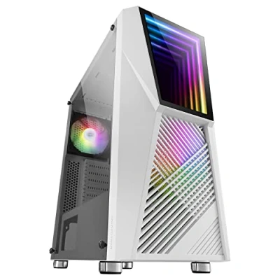 Immagine di MARSGAMING Mars Gaming MC777W, Case da Gioco PC, Infinity Mirror ARGB, Vetro Temperato, 2x Fan Chroma Bianco