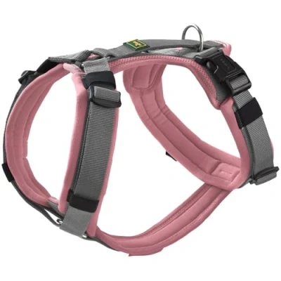 Immagine di HUNTER Imbracatura per cani Maldon UP, colore rosa antico/grigio, morbida imbottitura e confortevole, altamente riflettente grazie alla Scotchlite 3M, regolabile in 4 posizioni, con manico imbottito