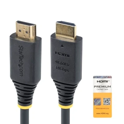 Immagine di StarTech.com cavo HDMI ad alta velocità Certificato Premium da 50cm, 4K 60Hz/1440p 144Hz, 18Gbps, UHD 2.0