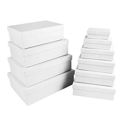 Immagine di Ideen mit Herz scatole regalo con coperchio di cartone robusto set da 10 misure diverse l&#039;una nell&#039;altra, grandi a piccole ideale per compleanno rettangolare 8,5 24 cm