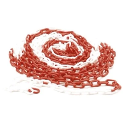 Immagine di Perel Catena barriera, per delimitazione di aree sicurezza e limitazione dell&#039;accesso, uso interno ed esterno, plastica, rosso/bianco, 10 m, 6 mm