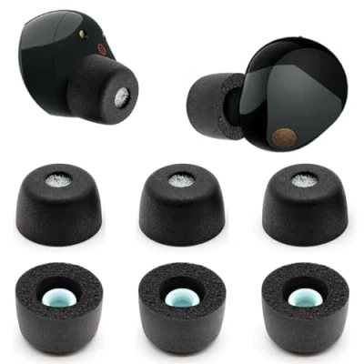 Immagine di Memory Foam Ear Buds per Sony WF 1000XM5, tappi le orecchie di ricambio Piece Tips 1000XM5 1000XM4 Fit Charging Case (superficie opaca, 3 paia, L)