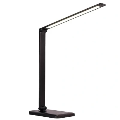 Immagine di Lampada da Scrivania a LED, Tavolo Dimmerabile con Porta USB, Luce Pieghevole Touch Control 5 Livelli di Luminosità Modalità Memoria Sensibilità Tattile, per Lettura Lavoro Ufficio, Nera