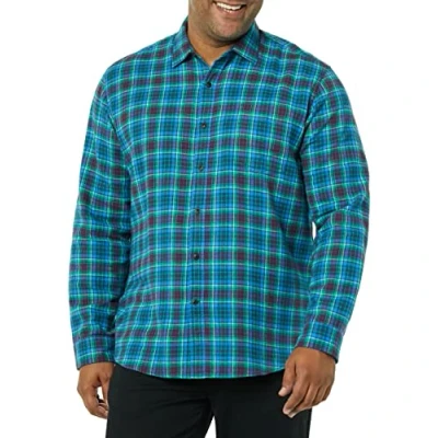 Immagine di Amazon Essentials Camicia in Flanella a Maniche Lunghe (Disponibile Taglie Extra Forti) Uomo, Blu Bordeaux Verde Motivo Scozzese, XS