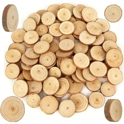 Immagine di 100PCS Dischi Legno Grezzo, BetterJonny da Decorare Diametro Sotto i 3 cm Fette di Legnoe Non Rifinite con Corteccia per Natale Segnaposto Pirografo Intagliare
