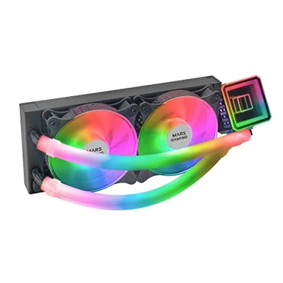 Immagine di Mars Gaming ML ULTRA240, Raffreddamento Liquido CPU, TDP 500W, Infinity Mirror, 2x Ventole Silenziose FDB ARGB, Tubi Universale Multisocket, Nero