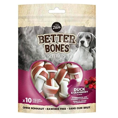 Immagine di Zeus BetterBones, ossa da masticare per cani, con carne d&#039;anatra e mirtillo rosso, 7,5 cm