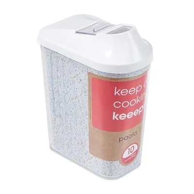 Immagine di keeeper Contenitore per Alimenti Sfusi, Coperchio Dosatore Regolabile, Plastica Priva di BPA, 1 L, 11 x 6,5 19 cm, Paola, Bianco