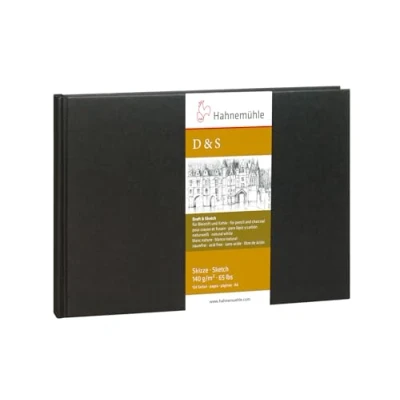 Immagine di Hahnemuhle Sketch Book D&amp;S, 140gsm Book, Black with stitched binding, A6 Landscape