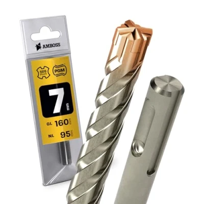 Immagine di Heller Punta per trapano a percussione SDS Plus, 4 pezzi, diametro 7,0 mm x 95 mm, AMBOSS Tools Crusher HM calcestruzzo in metallo duro professionale pietra