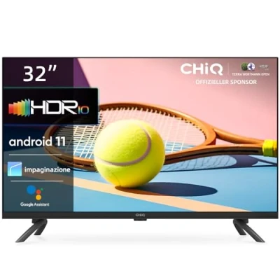 Immagine di CHiQ L32G7L,TV 32 Pollici Smart TV, Android 11, HD, Frameless Netflix, Prime Video, Youtube, HDR10, 2.4/5G Wi Fi, Bluetooth5.0, Chromecast, Google Assistant, DVB T2/T/S2