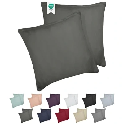 Immagine di BARBONS Federe Cuscini Letto Cotone 80x80 cm 165 g/m² 100% Certificato Oeko TEX Set di 2 Copricuscino Antiacaro Ipoallergenica Morbida e Traspirante(80x80 Antracite)