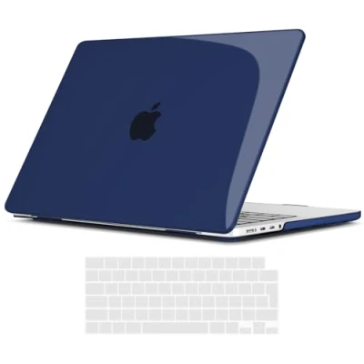 Immagine di TECOOL Cover MacBook PRO 16 Pollici 2023 2021 A2991 A2780 A2485 con Chip M3 M2 M1 Pro/Max, Case Custodia Rigida Plastica e Copritastiera Layout Italiano in Silicone, Cristallo blu navy