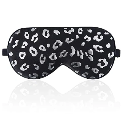 Immagine di 100% Silk Sleep mask with Adjustable Strap,Comfortable and Super Soft Eye Ultimate Sleeping aid,blindford silverleopard