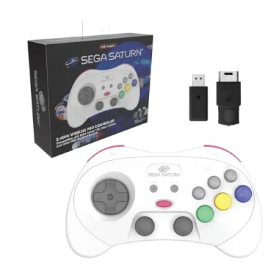 Immagine di Retro Bit SEGA Saturn Pro Wireless Controller Nintendo Switch 2.4 GHz Saturno e ricevitore USB incluso, edizione bianca