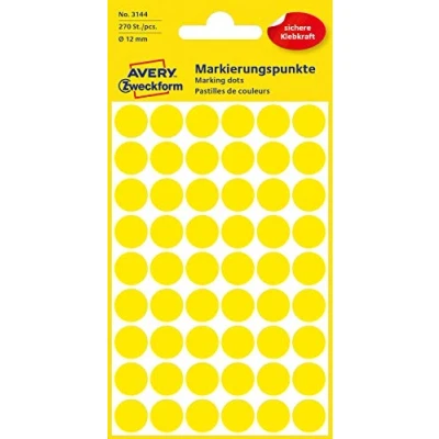 Immagine di Avery Zweckform, punti autoadesivi per marcatura, diametro 12 mm 5 Blatt, 270 Etiketten giallo.