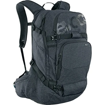 Immagine di Evoc Zaino Touring LINE PRO 30 (protezione LITESHIELD PLUS, abbraccio del corpo, supporto per sci, snowboard, tasca bottiglia d&#039;acqua, tracolla isolata, valanghe), nero