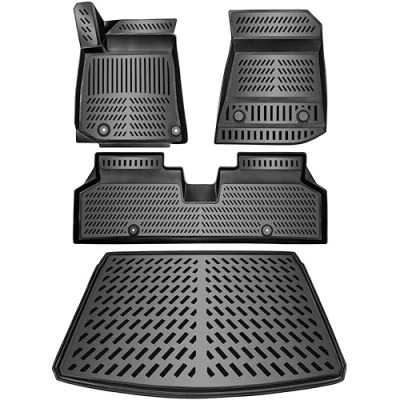 Immagine di ELMASLINE Set di tappetini in gomma 3D E vasca per bagagliaio KIA NIRO dal 2022 (piano carico superiore), accessori