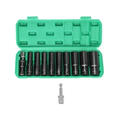 Immagine di QWORK® Set chiavi a bussola 1/2&quot; con adattatore per presa, 11 pezzi bussole avvitatore 10 24 mm
