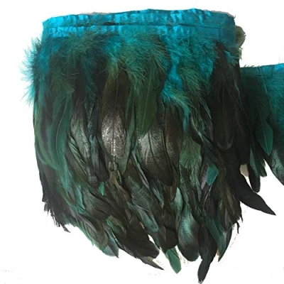 Immagine di Sowder Bordo con piume di gallo, larghezza 12,7 17,8 cm, confezione da 4,6 m (turchese)