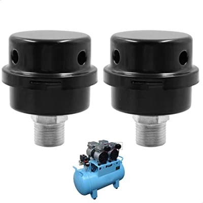 Immagine di Filtro Di Aspirazione Compressore d&#039;aria 2 Pz Silenziatore per Aria Nero in Metallo, a Filetto 1/2&quot;20MM, le Caldaie del