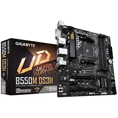 Immagine di GIGABYTE B550M DS3H Scheda madre CPU AMD Ryzen 5000, VRM a 5+3 fasi, fino 4733 MHz DDR4, 1xPCIe 4.0 + 3.0 M.2, LAN 1GbE, USB 3.2 Gen 1