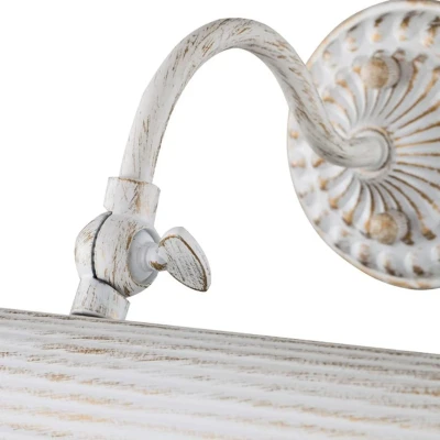 Immagine di Elegante Lampada da Parete, 2 luci, illuminazione per quadri, opere d&#039;arte, foto e altro, in metallo bianco, Design Shabby Chic, regolabile posizione, lampadine E14 25W non incl
