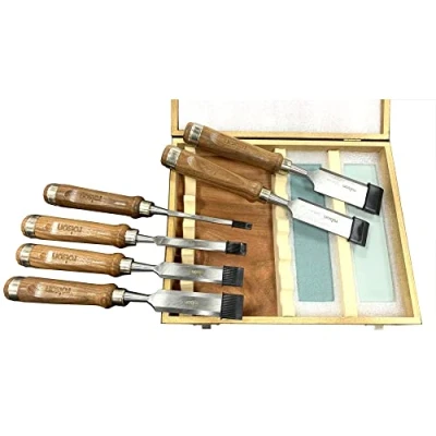 Immagine di Rolson 56150 Set di scalpello in legno e pietra, 8 pezzi, con manico noce
