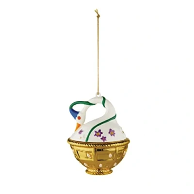 Immagine di Alessi MJ16 10 Cigno di Primavera Decorazione in Porcellana, Decorata a Mano, Multicolore, Set da 4