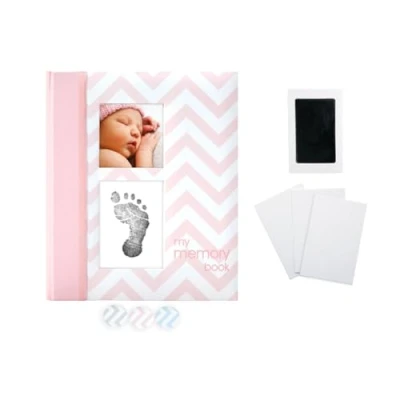 Immagine di Pearhead P62202 Libro Dei Ricordi con Motivo a Zig Zag e Tampone di Inchiostro Clean Touch, Rosa