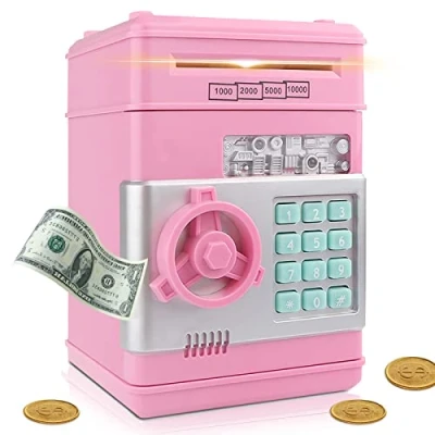 Immagine di YUNYODA Salvadanaio elettronico per bambini, digitale con password elettrico grande Bancomat Cassaforte, automatico in contanti regali bambini