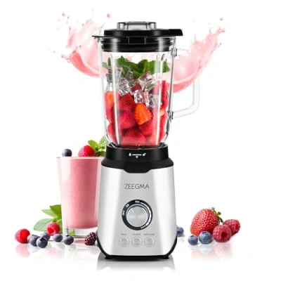 Immagine di ZEEGMA GRAND Frullatore multifunzione 1600 da tavolo con Brocca in Vetro 1.7L 3 Modalità di funzionamento automatico Regolazione continua della velocità 6 Lame taglio acciaio inossidabil
