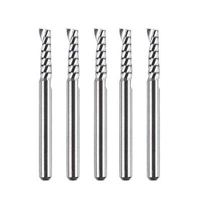 Immagine di SpeTool 5 Pz 1 Flauto End Mill Set Gambo da 3,175 mm （1/8 &quot;） Taglio x 12 Fresa CNC in Carburo di Tungsteno per Plastica Alluminio Acrilico PVC MDF