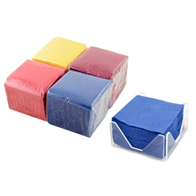 Immagine di Hostelnovo 400 tovaglioli di carta 100 pezzi + portatovaglioli in metacrilato design esclusivo Colori assortiti Speciale cocktail 10 x cm