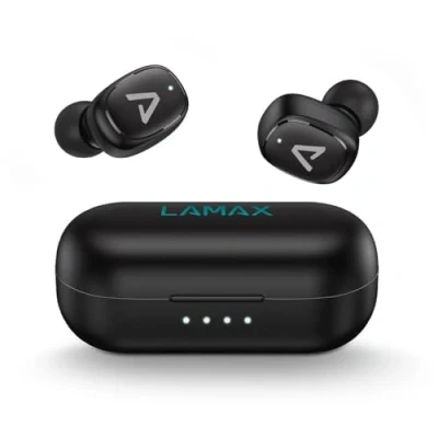 Immagine di Lamax Dots3 Cuffie In Ear Bluetooth Stereo Nero Indicatore di carica della batteria, Custodia ricarica, regolazione del volume, Resistente al sudore,
