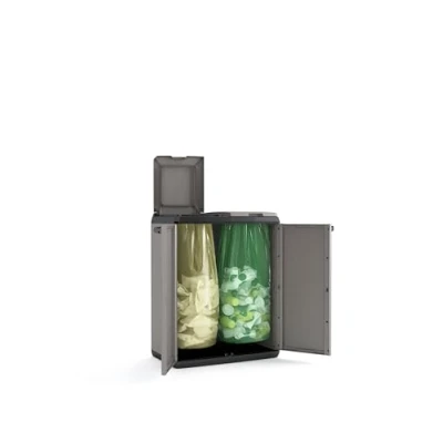Immagine di Keter 9736000 Split Cabinet Recycling Basic 68 x 39 85 H, Grigio, 68x39x85 cm