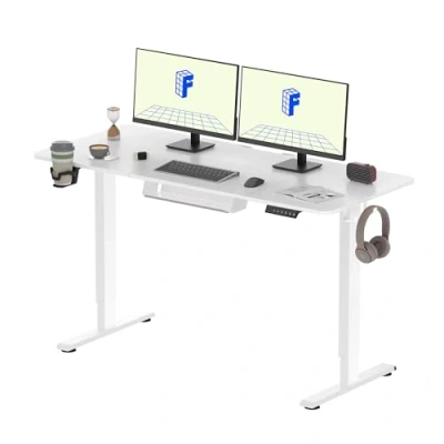 Immagine di FLEXISPOT Scrivania Elettrica Regolabile in Altezza con Piano 140x60 cm, Standing Desk Gancio Portabicchieri e Controllo di Memoria